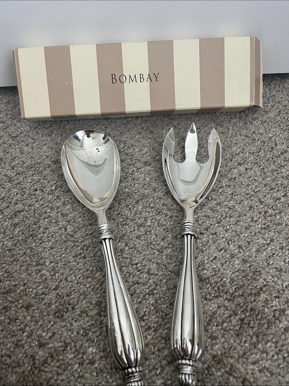 Bombay -Renaissance Salad Fork & Spoon-Silver Finish